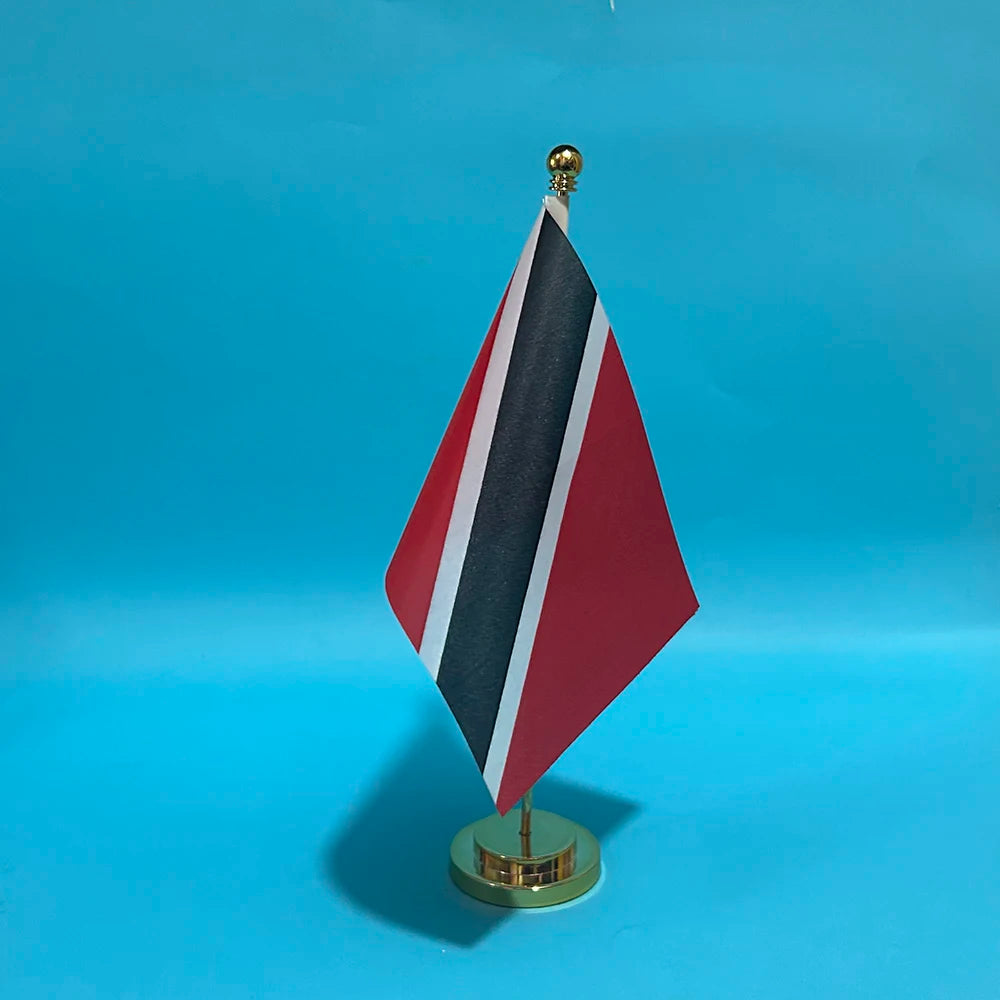 (SKY FLAG)Office Desk Flag Of Trinidad and Tobago flag 14x21cm polyester Trinidad and Tobago National Flag Desk Ornaments Flags
