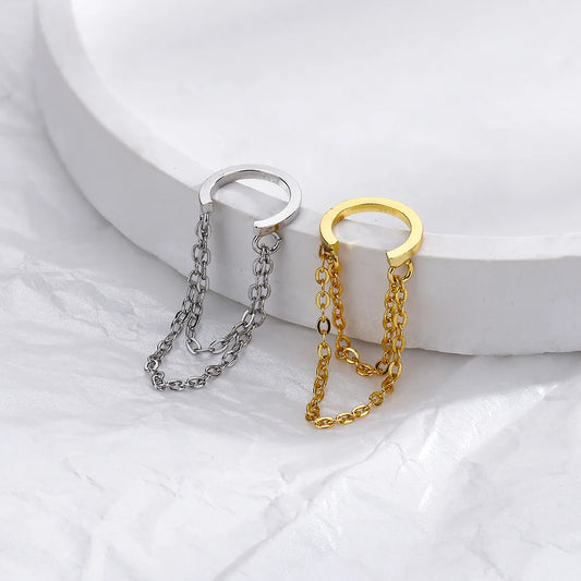 1 Pcs Fashion Chain Tassel Clip Earrings For Women Simple Style Mini Cuff Earring Accessories Female Non-Pierce Earring Jewelry