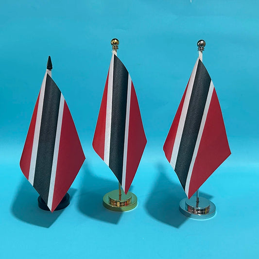 (SKY FLAG)Office Desk Flag Of Trinidad and Tobago flag 14x21cm polyester Trinidad and Tobago National Flag Desk Ornaments Flags