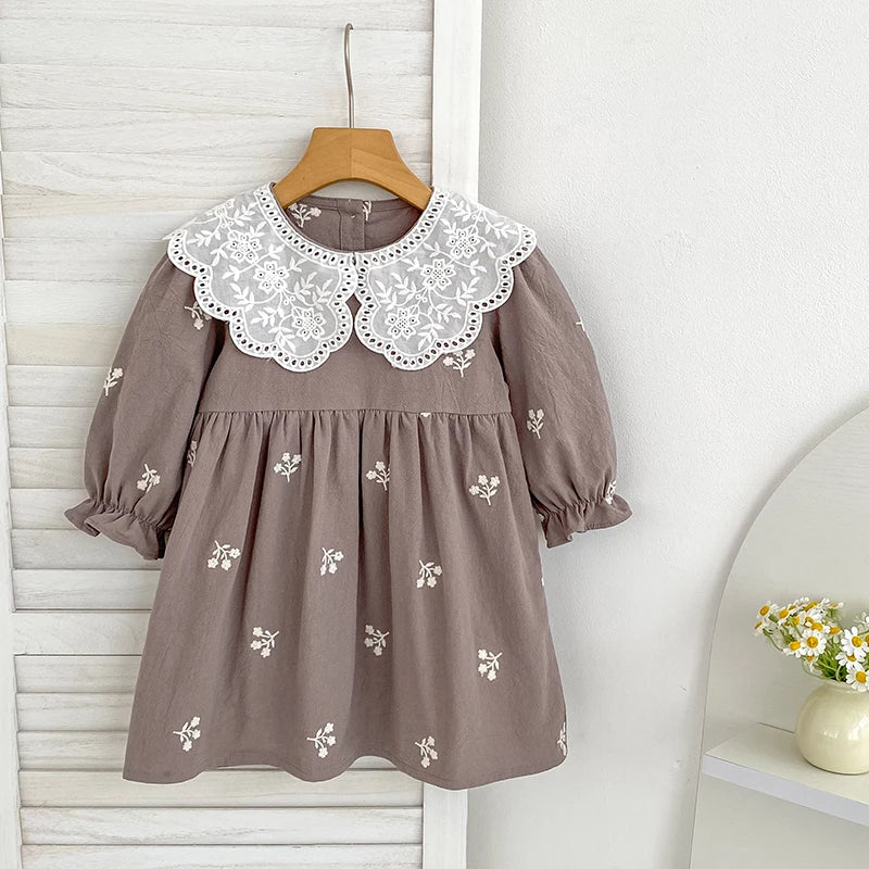 0-6Yrs New Sisters Clothes Girl Party Dress Cotton Flower Kids Princess Embroidery Dresses Baby Girl Romper Children Clothes